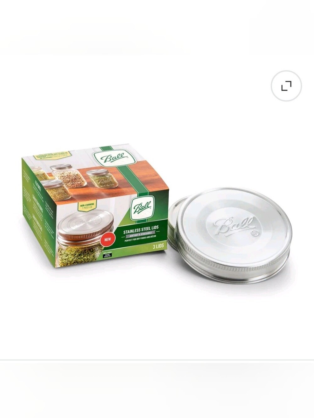Ball Stainless Steel Mason Jar Lids - Silver (3 Pack) - Wide Mouth